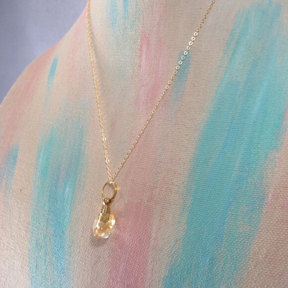 Nugget Citrine Necklace, Gemstone Perfume Bottle Pendant - Picture 4 of 6